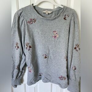 LOFT Floral Embroidered Sweatshirt